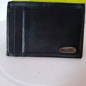 Tumi Black Leather Card Case with Money Clip